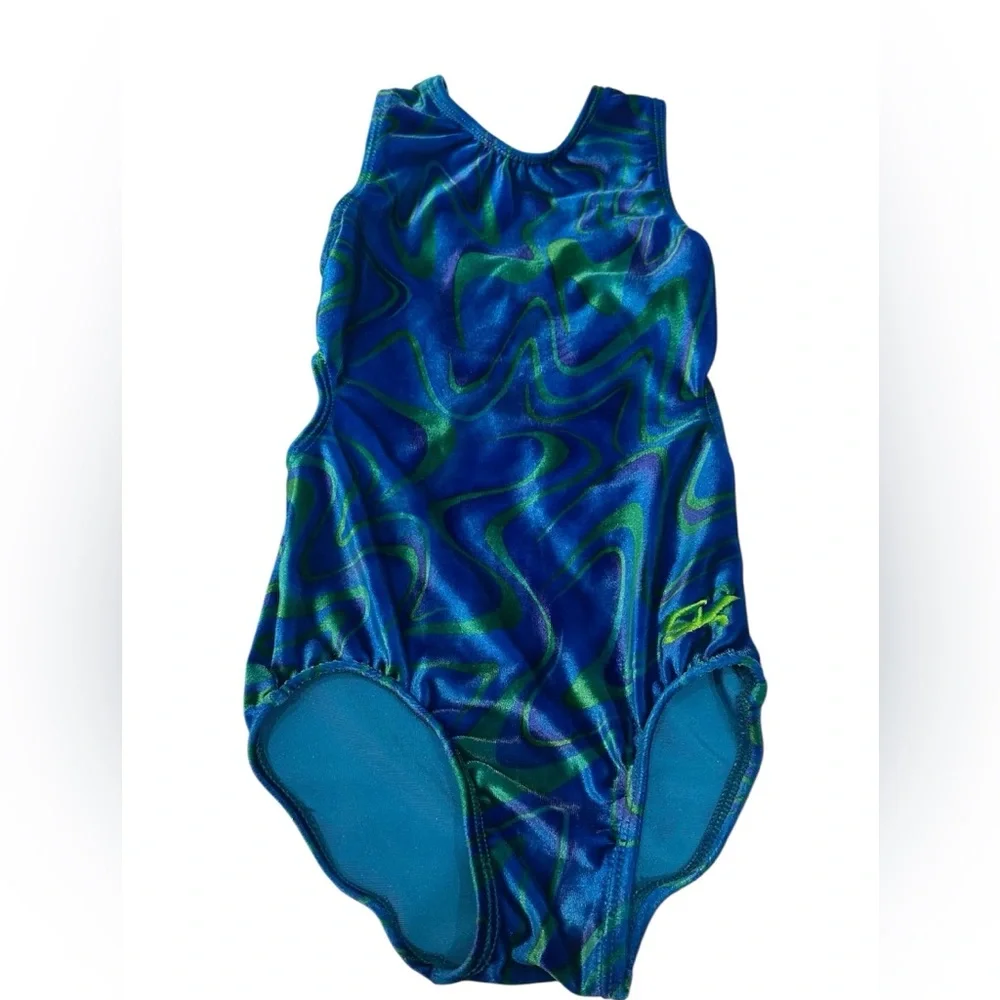 GK Elite Leotard  Girl‎ Gymnastics Dance  Blue Velour
